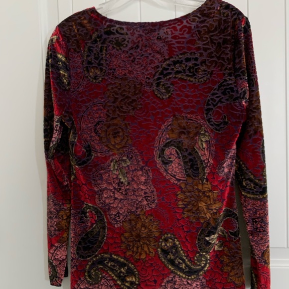 CAROLE LITTLE boho velour paisley multi beaded tunic top S - Picture 8 of 9